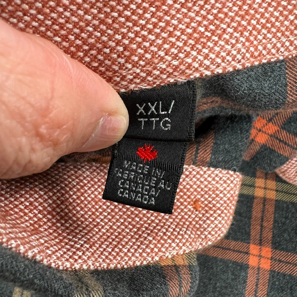 Patrick James Reserve Plaid Flannel Button Down 2XL Orange Grey Classic Shirt - Picture 8 of 12